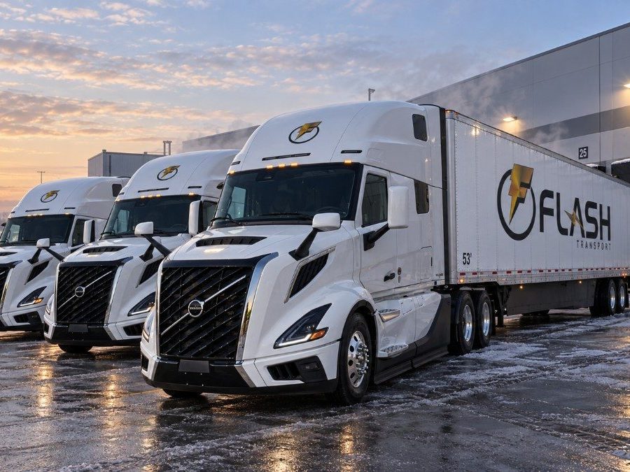 Three trucks ready for dispatch