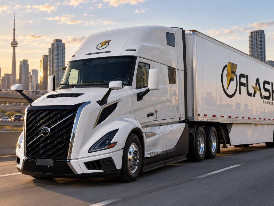 New Volvo truck on the road